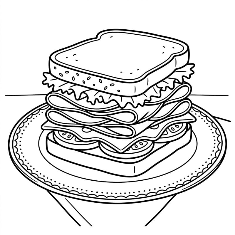 Bir Lezzetli Sandviç Boyama Sayfası