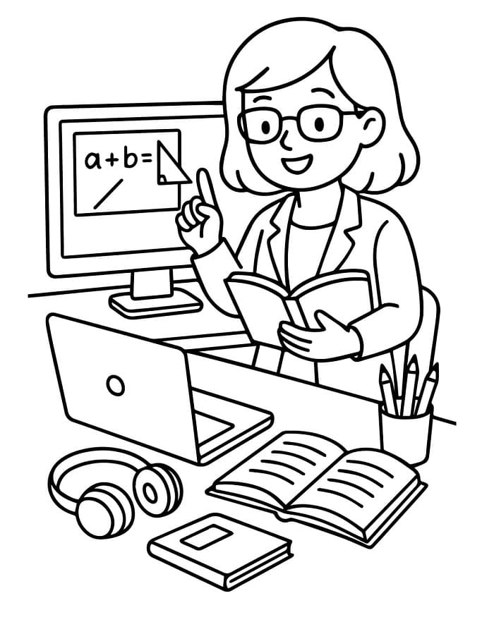 Bir Öğretmen Boyama Sayfası