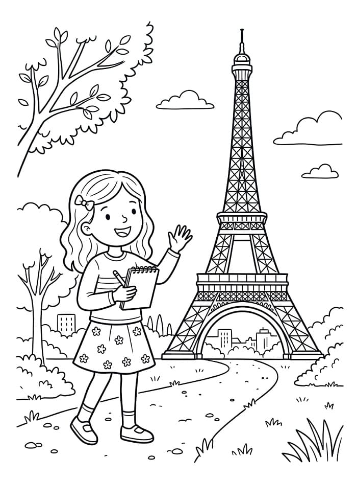 Büyüleyici Eyfel Kulesi Boyama Sayfası
