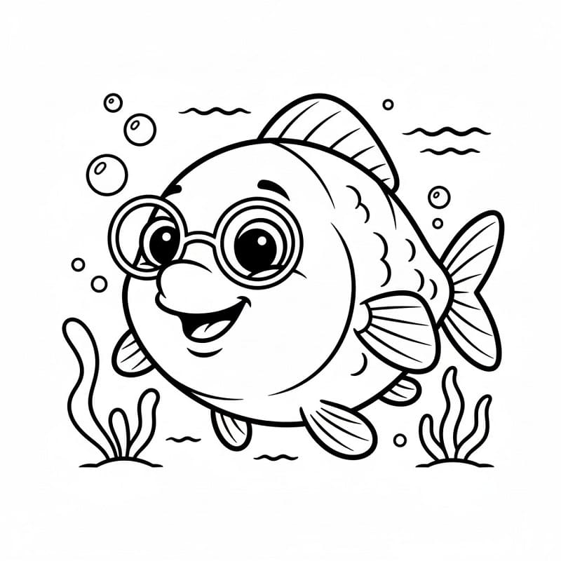 Çizgi Balık Boyama Sayfası