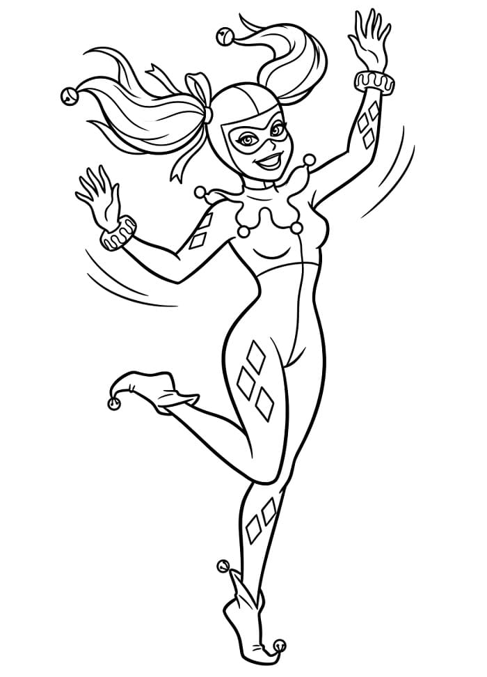 Çizgi Harley Quinn Boyama Sayfası