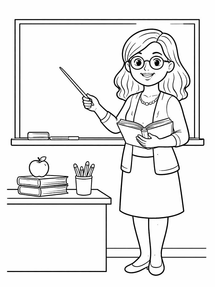 Çizgi Öğretmen Boyama Sayfası