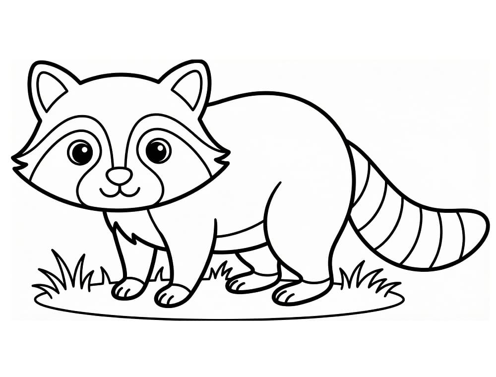 Çizgi Rakun Boyama Sayfası