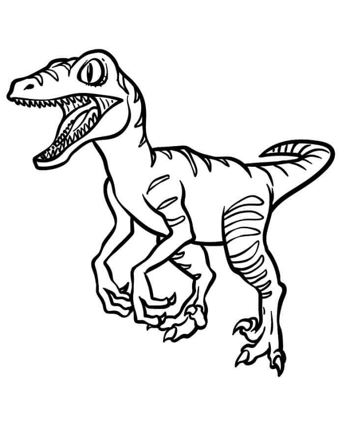 Çizgi Velociraptor Boyama Sayfası
