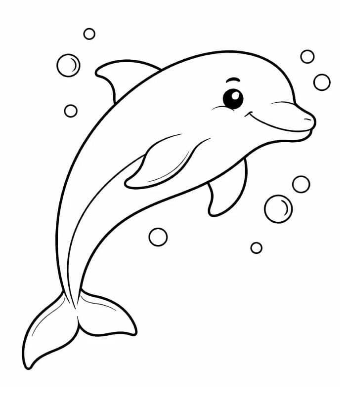 Çok Sevimli Yunus Boyama Sayfası