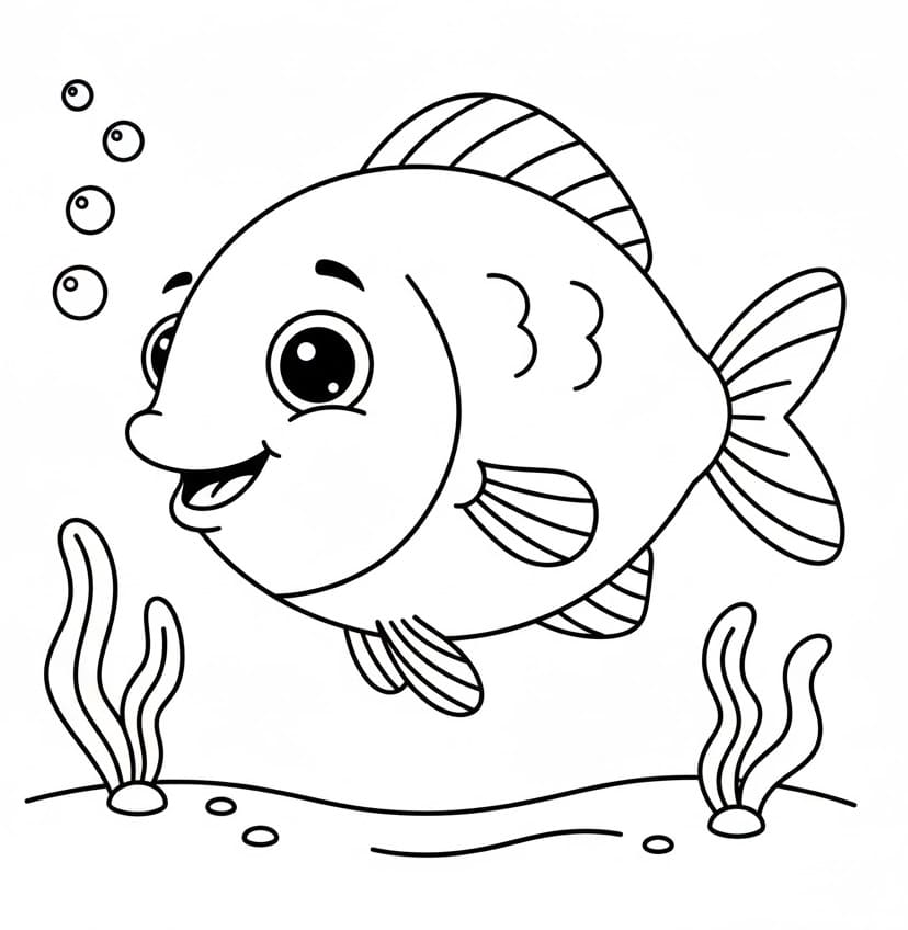 Deniz Altındaki Balık Boyama Sayfası