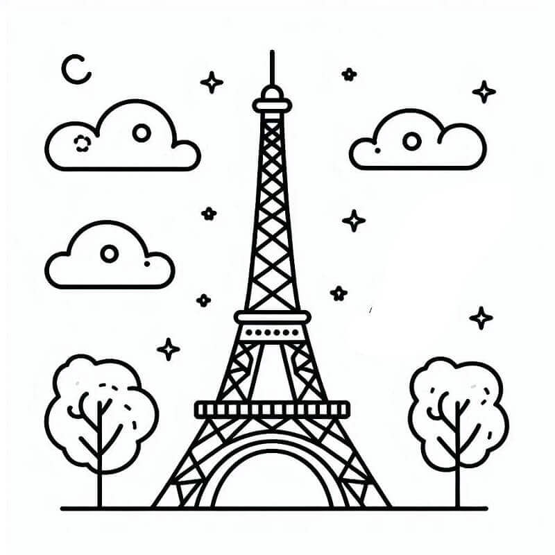 Eyfel Kulesi 1 Yaş Çocuklar İçin Boyama Sayfası