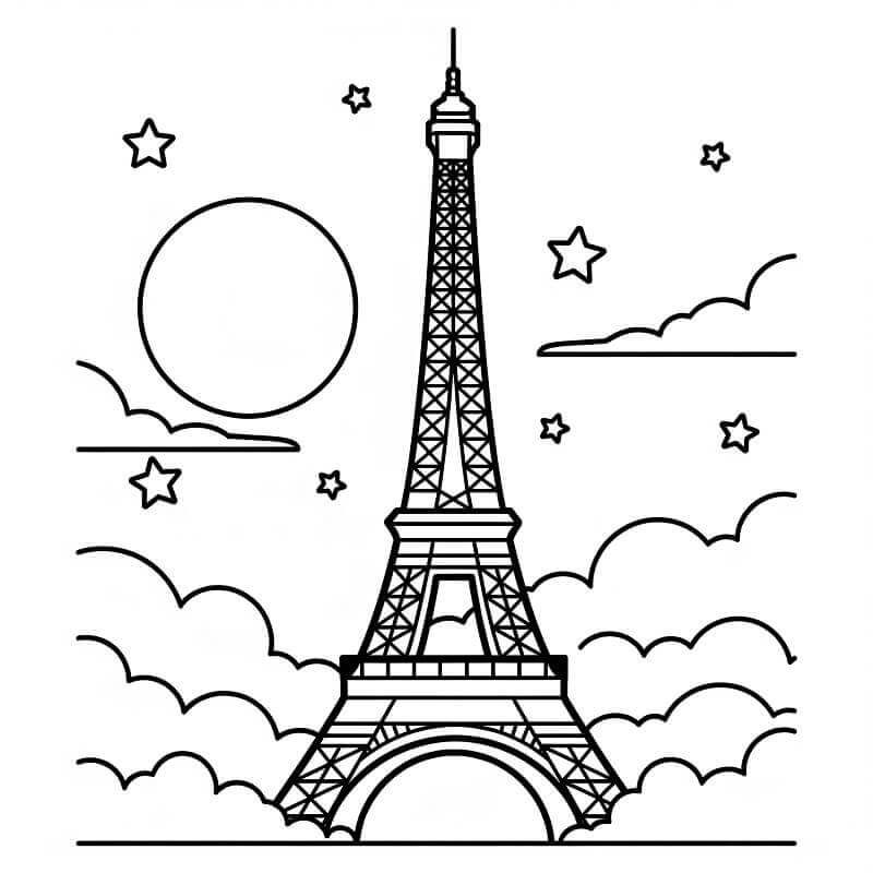 Eyfel Kulesi Bedava Resim Boyama Sayfası