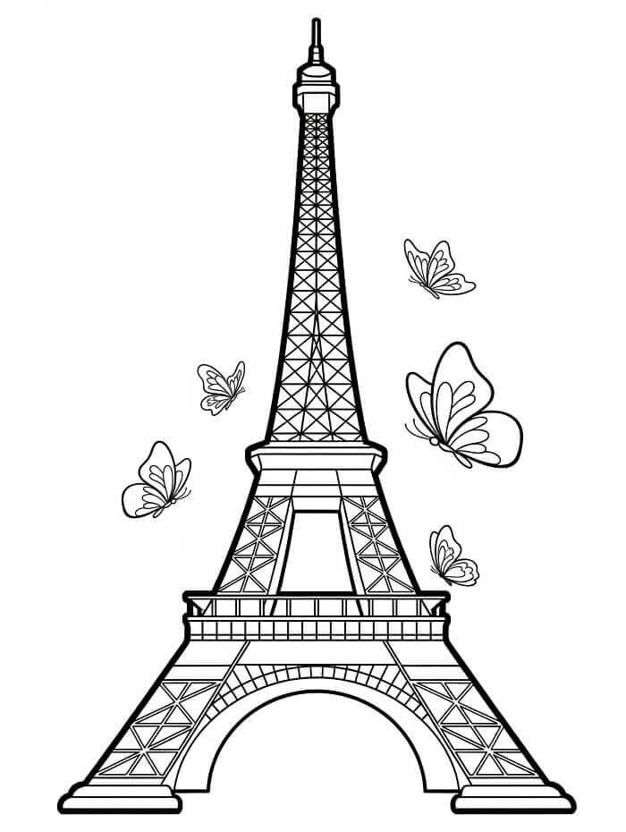 Eyfel Kulesi Renklendir Boyama Sayfası