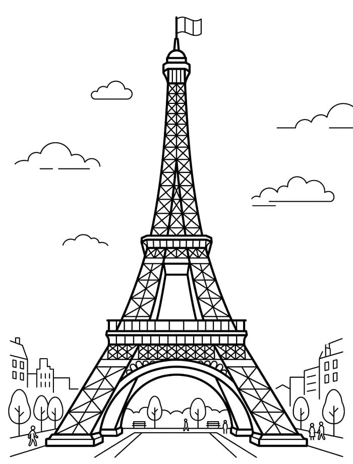 Fantastik Eyfel Kulesi Boyama Sayfası
