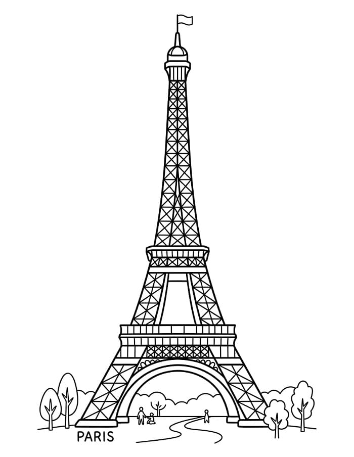 Fransa'daki Eyfel Kulesi Boyama Sayfası