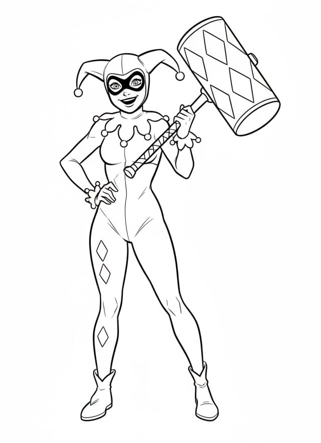 Güzel Harley Quinn Boyama Sayfası