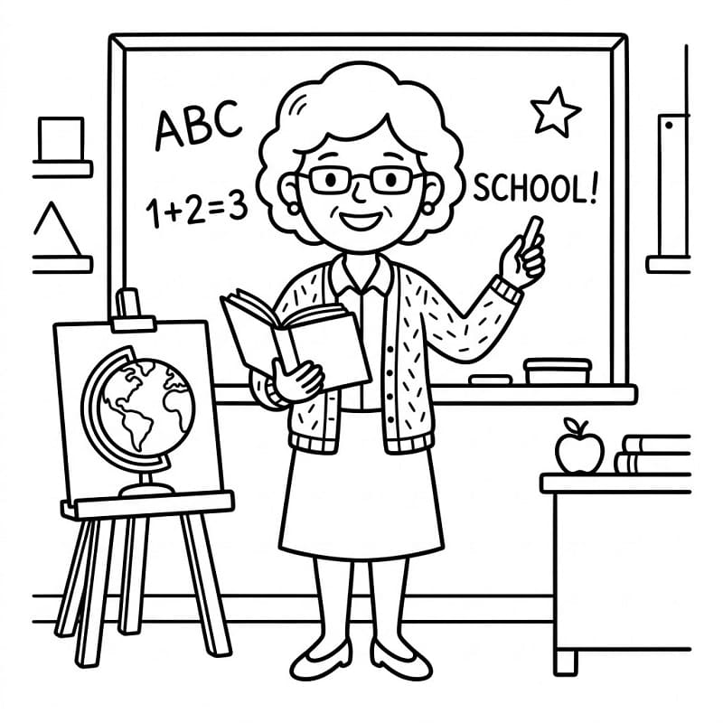 Güzel Öğretmen Boyama Sayfası