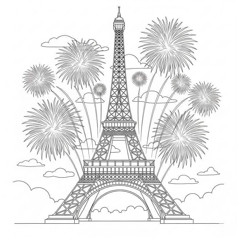 Hediye Eyfel Kulesi Boyama Sayfası