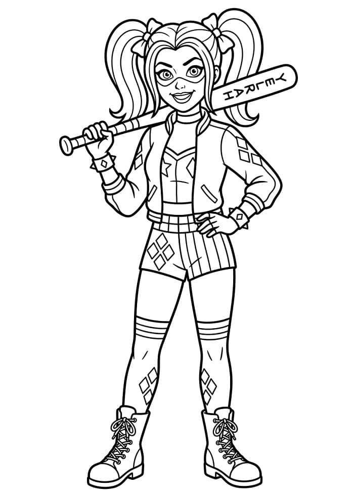 Hoş Harley Quinn Boyama Sayfası