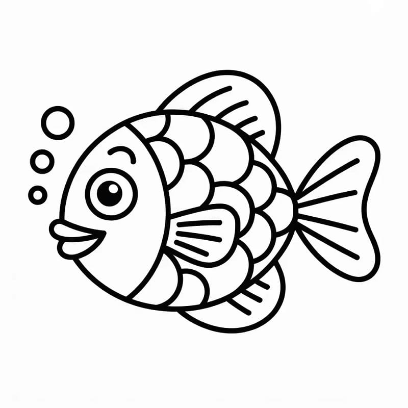 Kolay Balık Boyama Sayfası
