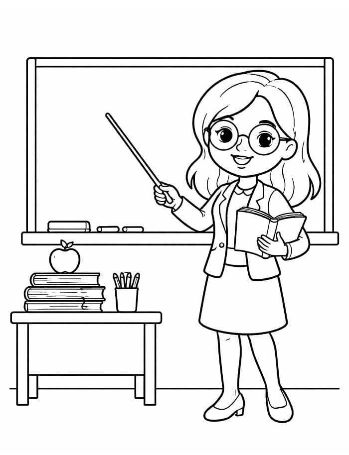 Kolay Öğretmen Boyama Sayfası