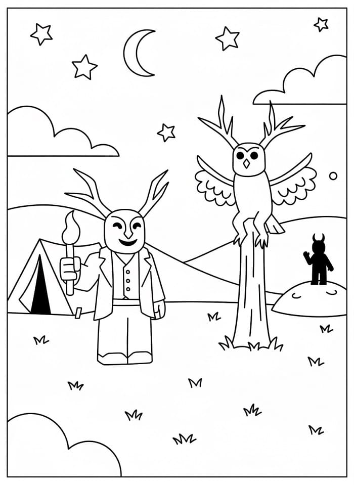 Kolay Ormanda 99 Gece Boyama Sayfası