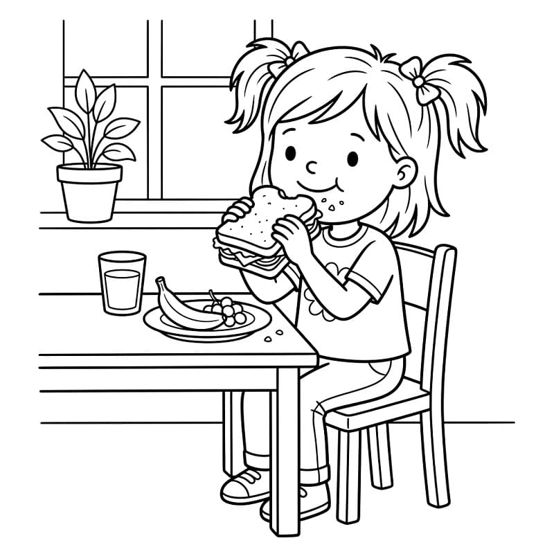 Kolay Sandviç Boyama Sayfası