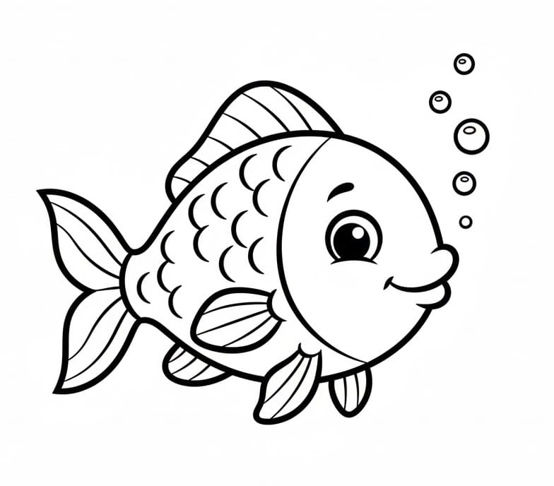 Komik Balık Boyama Sayfası