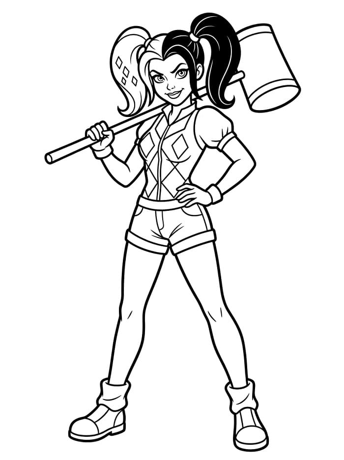 Kötü Harley Quinn Boyama Sayfası
