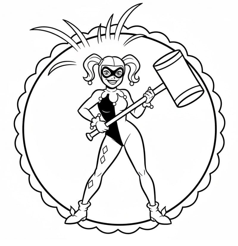 Kötü Kız Harley Quinn Boyama Sayfası