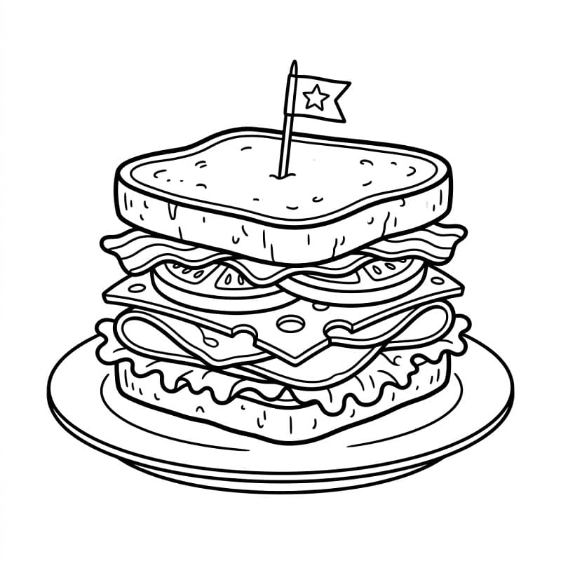 Lezzetli Sandviç Boyama Sayfası