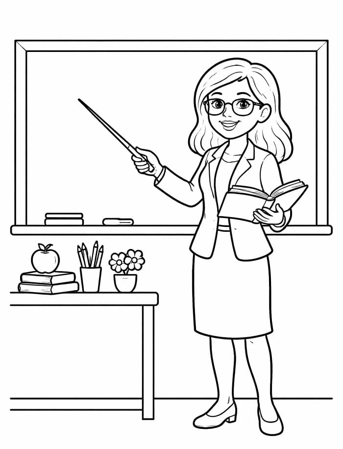 Mutlu Öğretmen Boyama Sayfası