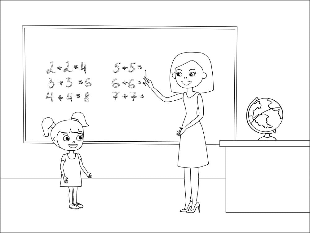 Öğretmen 3 Yaş Çocuklar İçin Boyama Sayfası