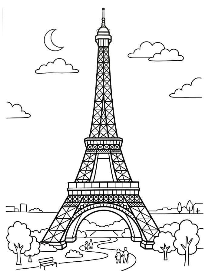 Paris'teki Eyfel Kulesi Boyama Sayfası