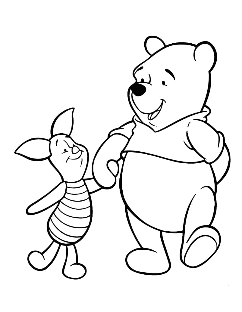 Piglet ve Winnie the Pooh Boyama Sayfası