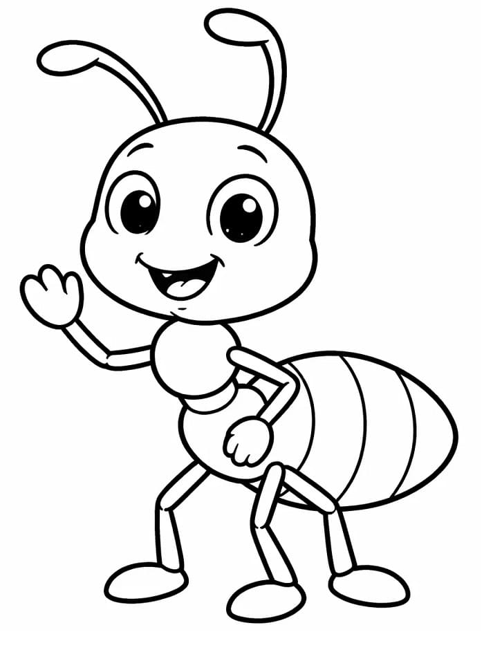 Sevimli Karınca Boyama Sayfası
