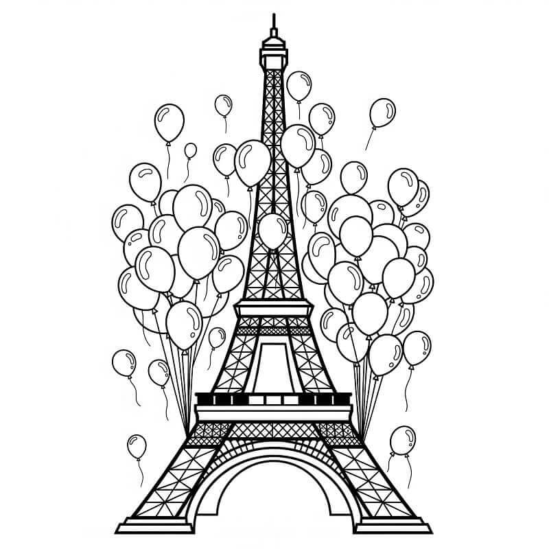 Ücretsiz Eyfel Kulesi Yazdırılabilir Boyama Sayfası