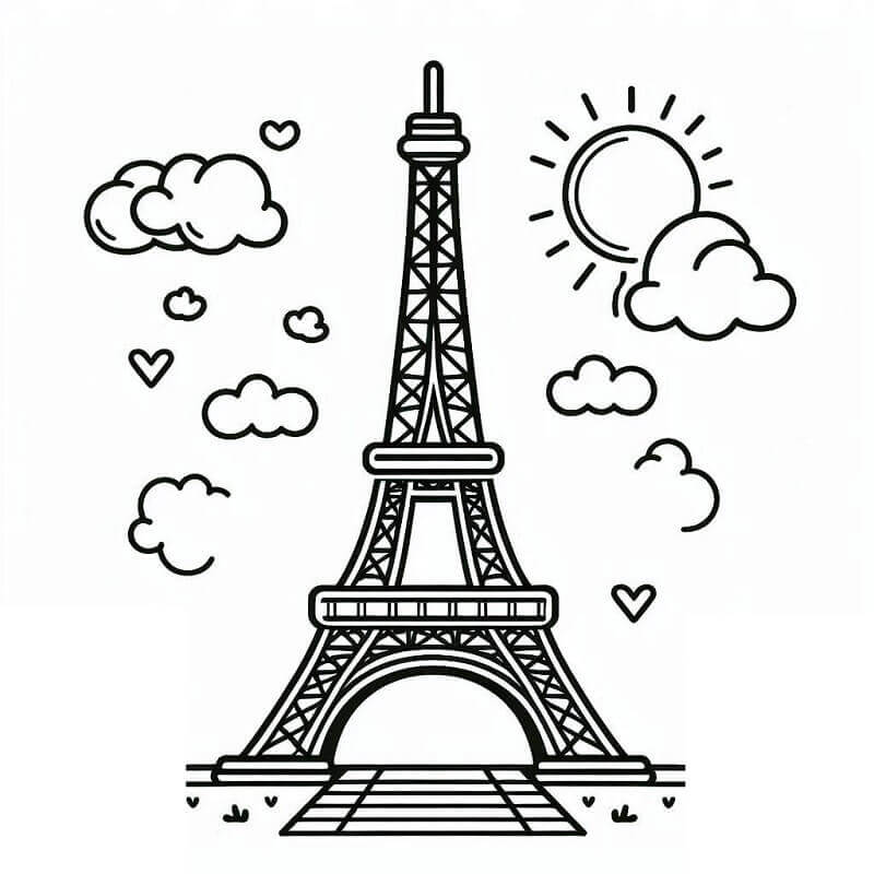 Ücretsiz Eyfel Kulesi Boyama Sayfası