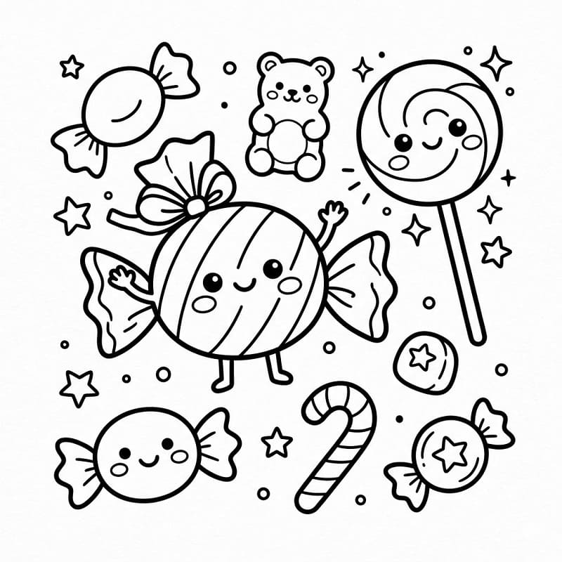 Ücretsiz Şeker Yazdırılabilir Boyama Sayfası