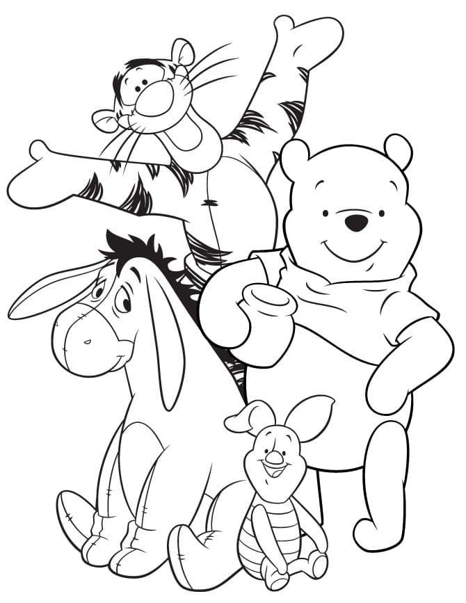 Winnie the Pooh ve Arkadaşları Boyama Sayfası