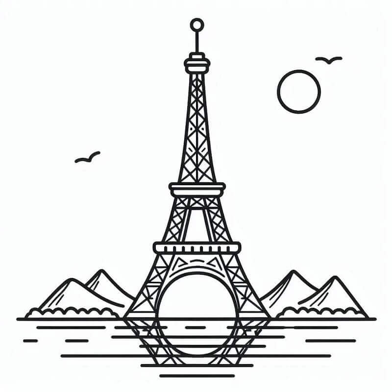 Yazdır Eyfel Kulesi Boyama Sayfası