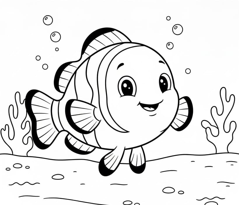 Yazdırılabilir Balık Resim Boyama Sayfası