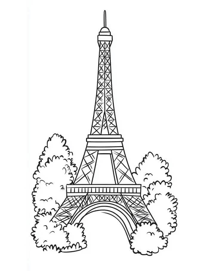 Yazdırılabilir Eyfel Kulesi Bedava Boyama Sayfası