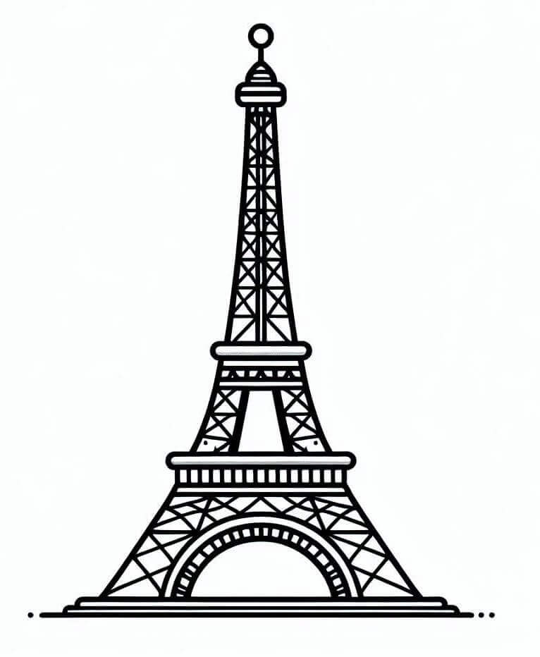 Yazdırılabilir Eyfel Kulesi Çocuklar İçin Boyama Sayfası