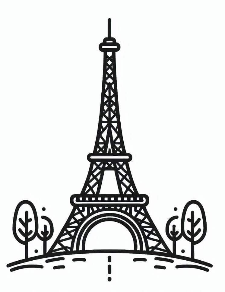 Yazdırılabilir Eyfel Kulesi Boyama Sayfası