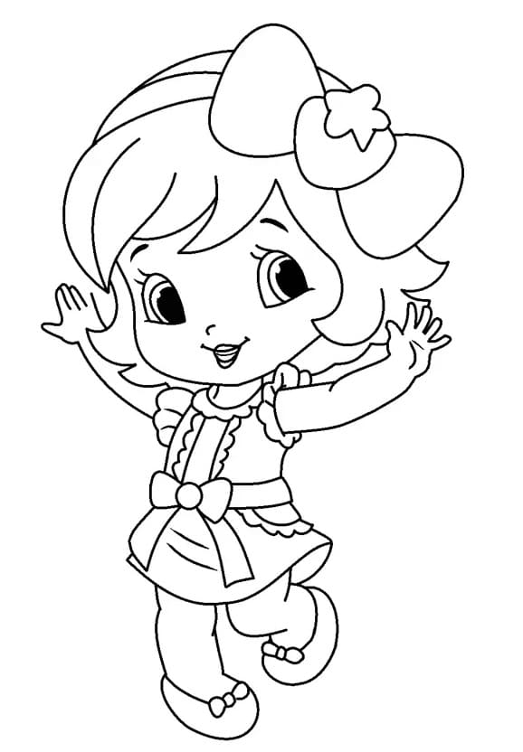 Yazdırılabilir Sevimli Çilek Kız Kek Boyama Sayfası