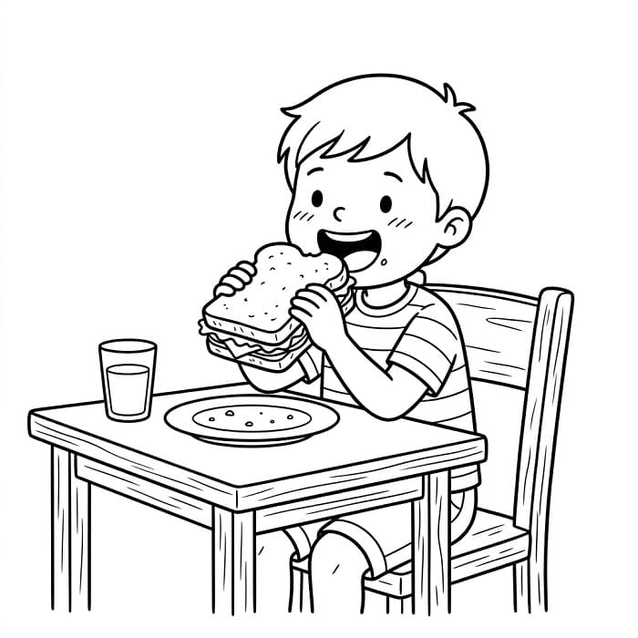 Yemek Sandviç Boyama Sayfası