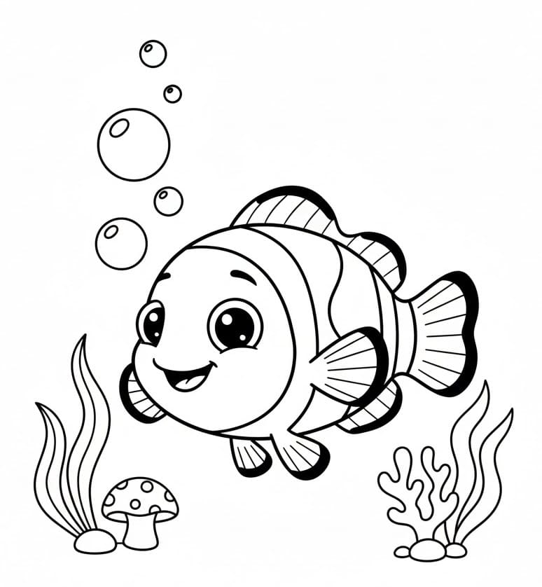 Yüzen Balık Boyama Sayfası