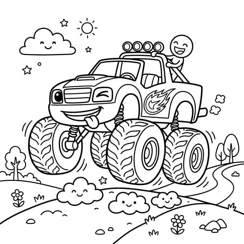 Animasyon Blaze ve Yol Canavarları Boyama Sayfası