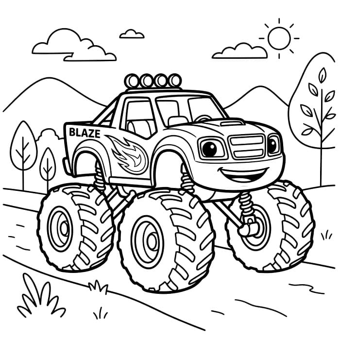 Basit Blaze ve Yol Canavarları Boyama Sayfası