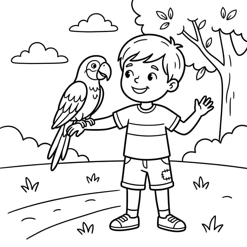 Basit Papağan Boyama Sayfası