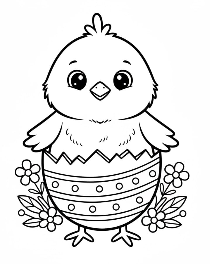 Basit Paskalya Civcivi Boyama Sayfası