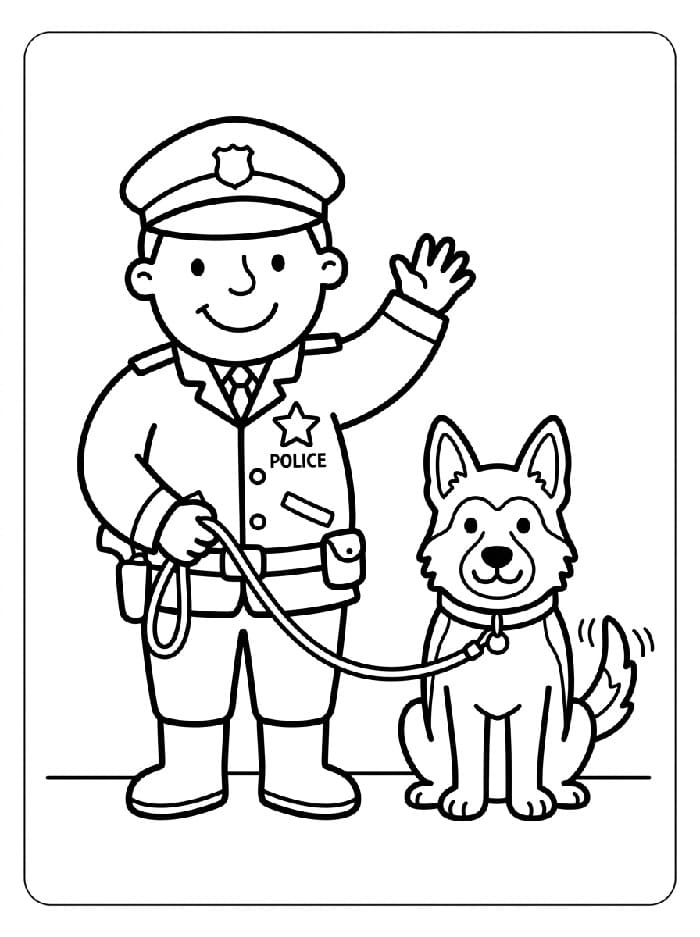 Basit Polis Boyama Sayfası