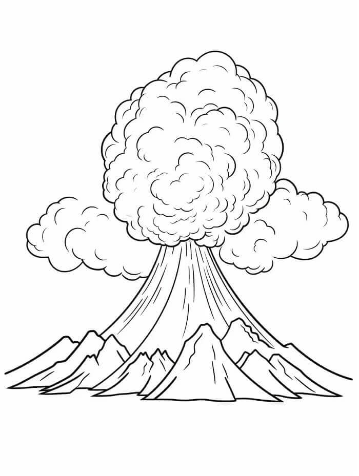 Bedava Çocuklar İçin Volkan Boyama Sayfası
